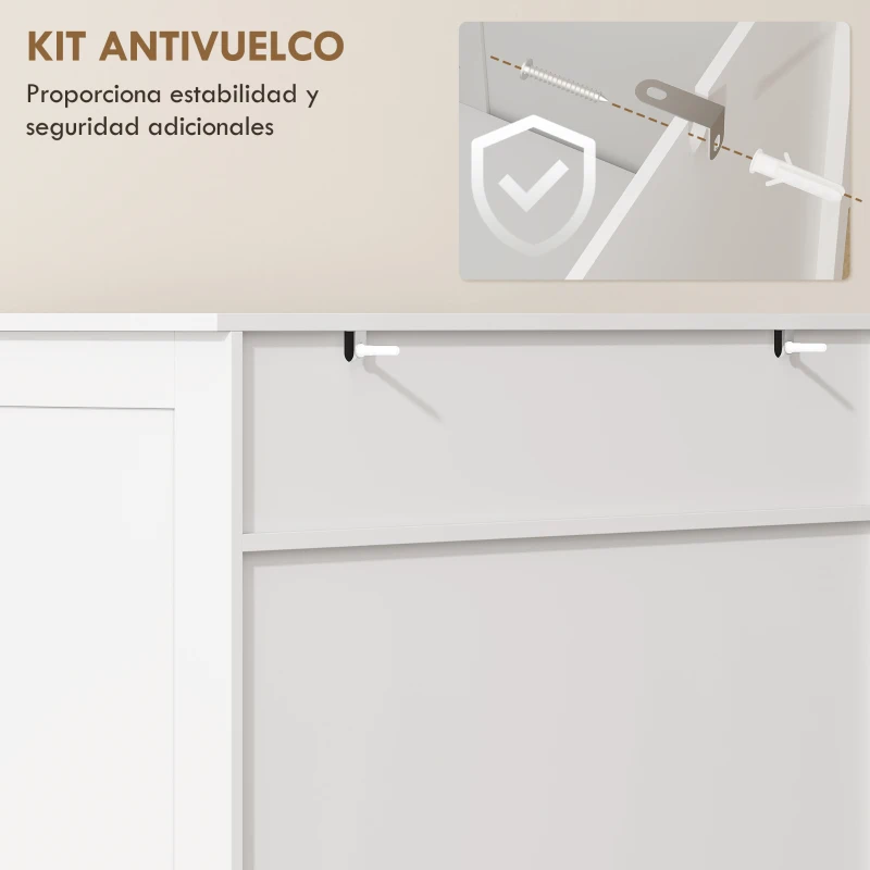 HOMCOM Sapateira Armário para Sapatos com Gaveta Portas de Grade Prateleiras Ajustáveis para 20 Pares de Sapatos 78x37x115,8 cm Branco