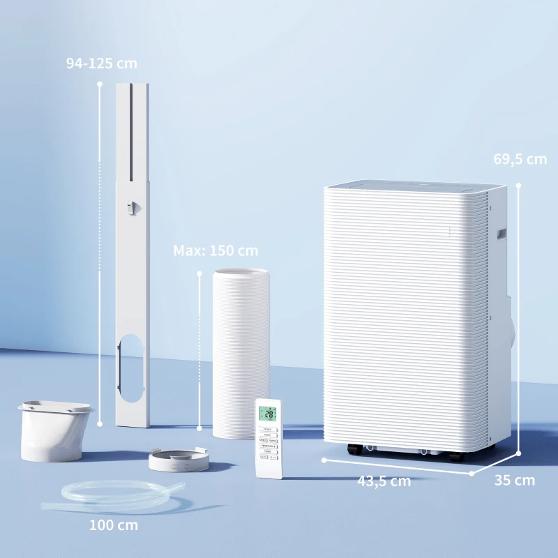 HOMCOM Climatiseur mobile 12000 BTU, climatiseur portable 4 en 1, refroidissement, déshumidificateur, ventilateur, mode nuit