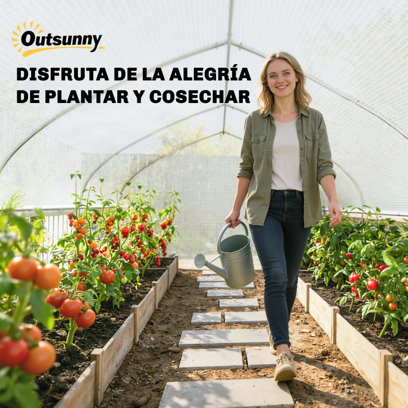 Outsunny Invernadero de Túnel 6x3x2 m con Anti-UV y Puerta Enrollable con Cremallera Paredes Laterales con Malla Blanco