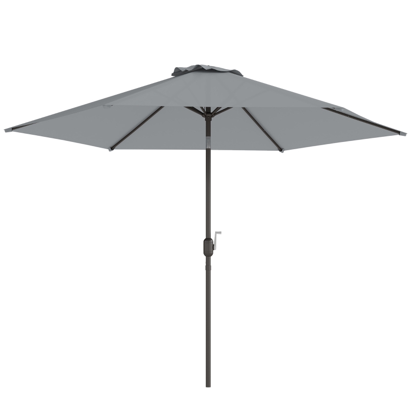 Outsunny 3-metrowy parasol ogrodowy z pokrowcem, z funkcją przechyłu i korbą, wentylacja, szary