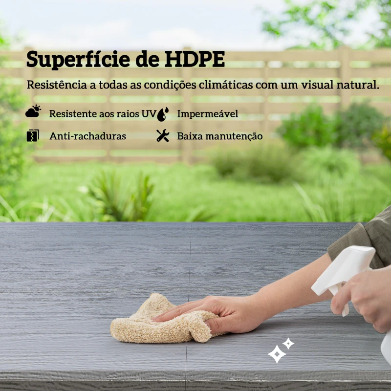 Outsunny Conjunto de Mesa e Cadeiras de Jardim com Mesa Dobrável Ajustável de 55 a 74 cm e 4 Cadeiras Dobráveis para Terraço Cinzento