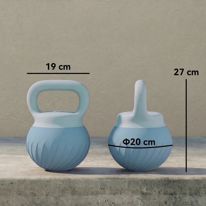 SPORTNOW Kettlebell 8 kg Recheado com Areia Metálica e Cabo Antideslizante para Treino 27x20x20 cm Azul Claro