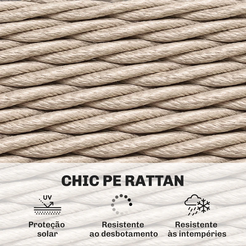 Outsunny Mesa de Jardim Exterior em Ratã Mesinha Auxiliar de Jardim com Prateleira Tampo em Vidro Temperado 65x65x50 cm Amarelo