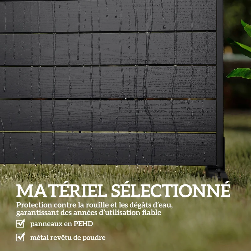 Outsunny Écran de Confidentialité, Panneau Décoratif HDPE avec Support et 6 Panneaux, Noir, 120 x 174 cm