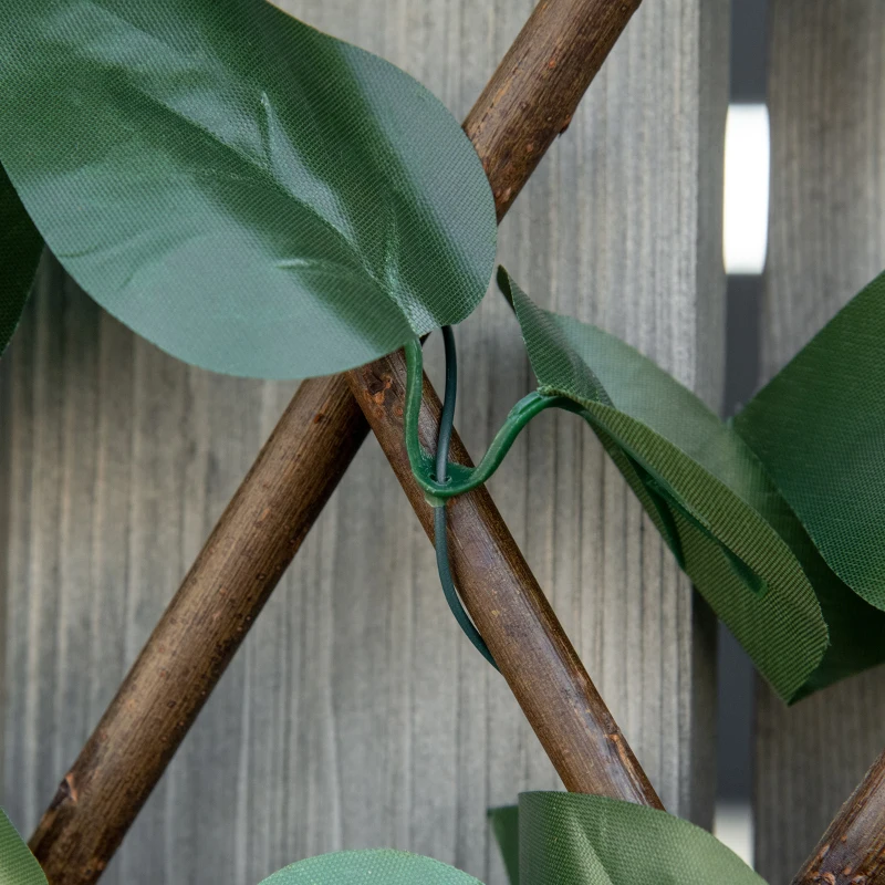 Outsunny Lot de 4 Haies Artificielles de Lierre Extensible, Feuilles Murale Brise-vue en Polyester Osier, 200 x 100 cm, Vert