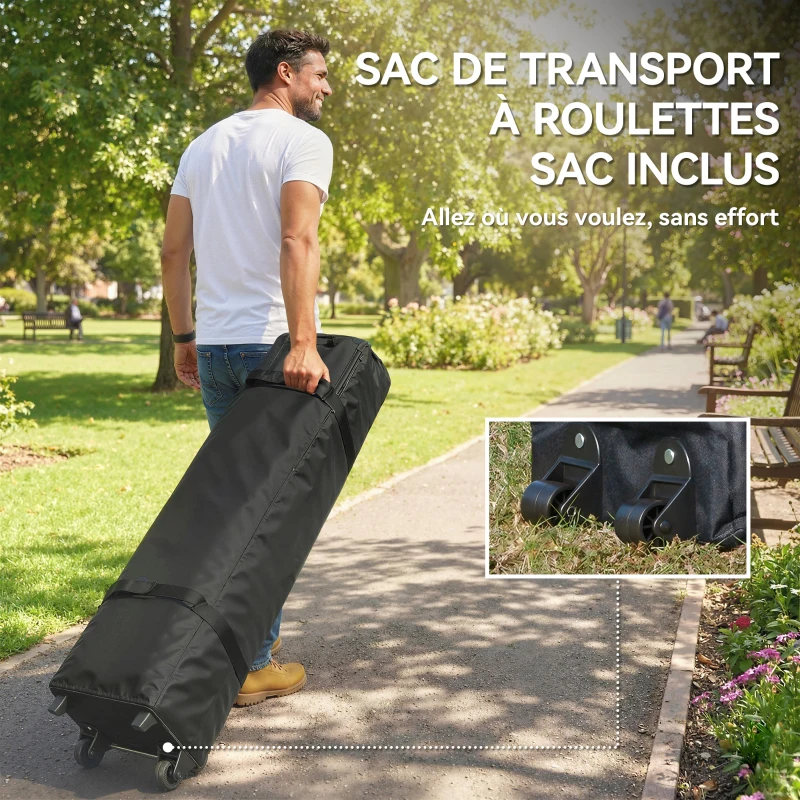 Outsunny Tonnelle de jardin 3 x 6 m pop up tonnelle pliante réglable en hauteur protection UV50+ montage facile gris foncé