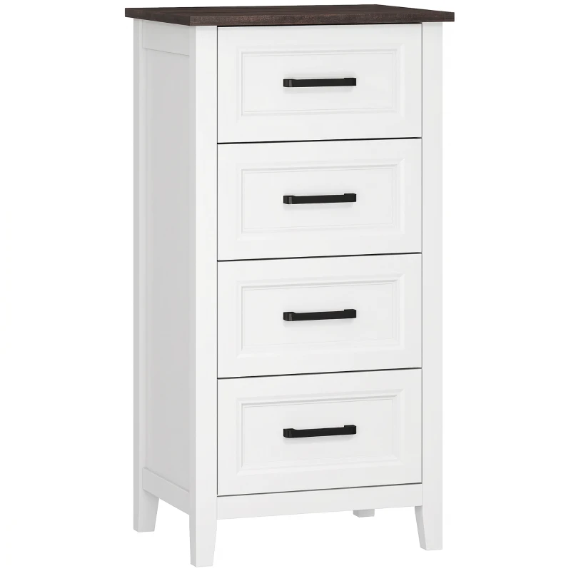 HOMCOM Commode 4 tiroirs, meuble haut pour chambre et salon