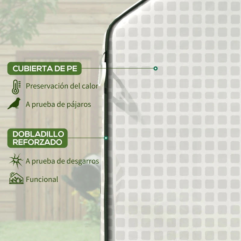 Outsunny Cubierta de Repuesto para Invernadero 140x143x190cm con Ventana Puerta Enrollable Anti-UV para Plantas Jardín Blanco