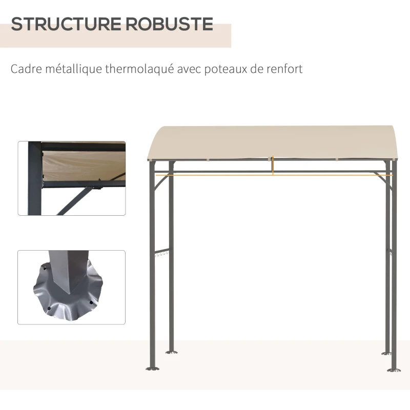 Outsunny Abri pour Barbecue, Tonnelle de Jardin 215 x 150 x 220 cm en Métal avec Crochets pour Terrasse, Jardin, Cour, Beige
