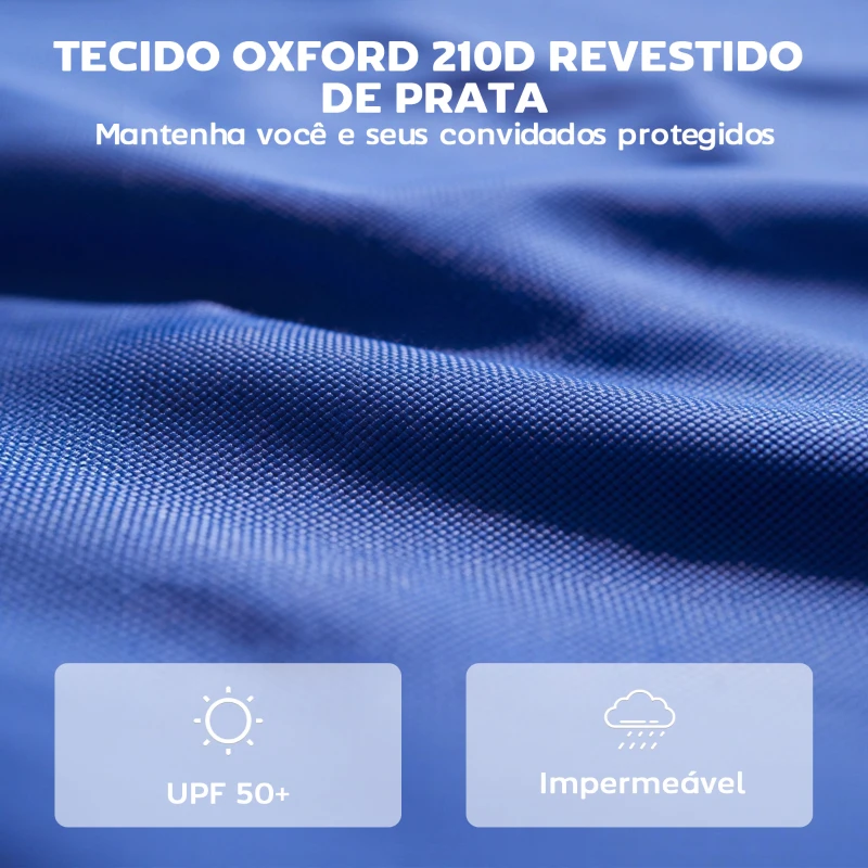 Outsunny 3 Paredes Laterais para Tendas de 3x3 m ou 3x2 m em Tecido Oxford com Fecho de Correr Azul
