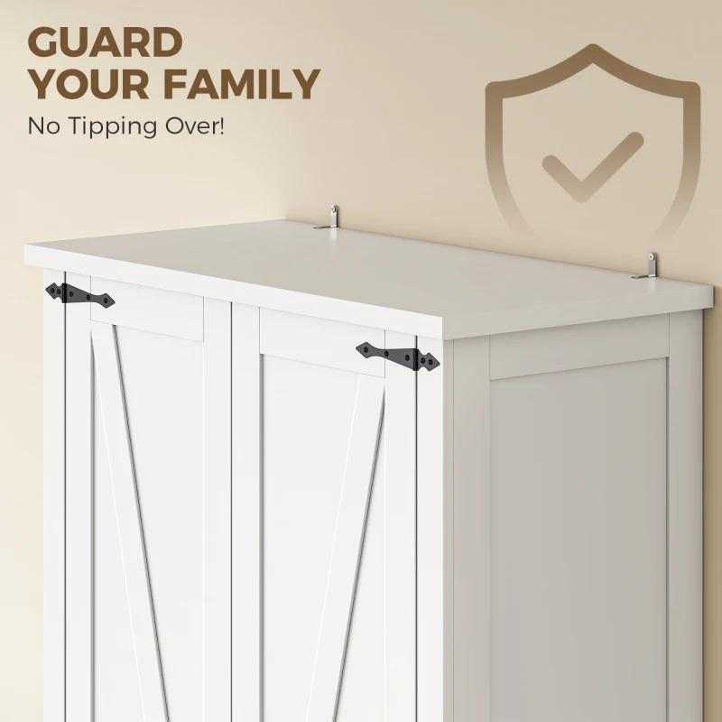 HOMCOM Buffet alto de cozinha, armário de cozinha, 2 portas com rodízios, 6 compartimentos, 14 suportes, prateleiras reguláveis, branco