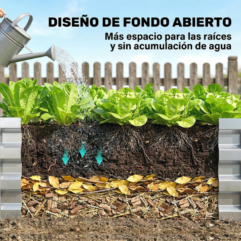 Outsunny Jardinera Elevada Rectangular de Acero Galvanizado para Cultivar Plantas Flores Hierba 120x60x30,5 cm Plata