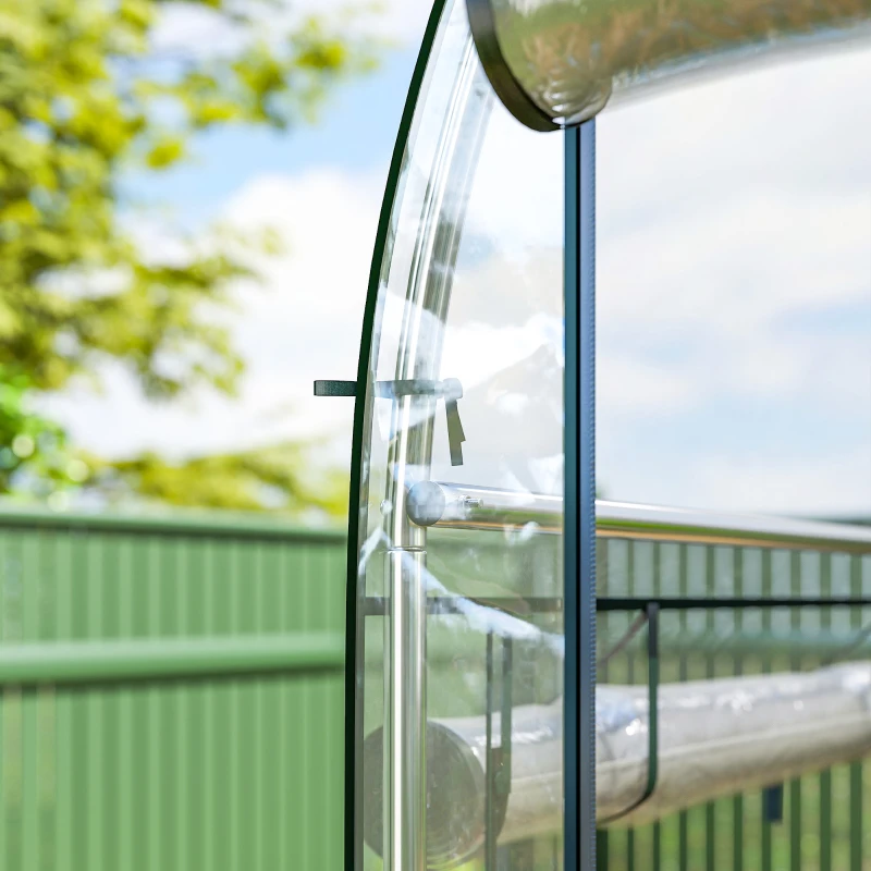 Outsunny Invernadero de Túnel 3x1x2 m con 8 Puertas Enrollables y Estructura de Acero Galvanizado Anti-UV Transparente