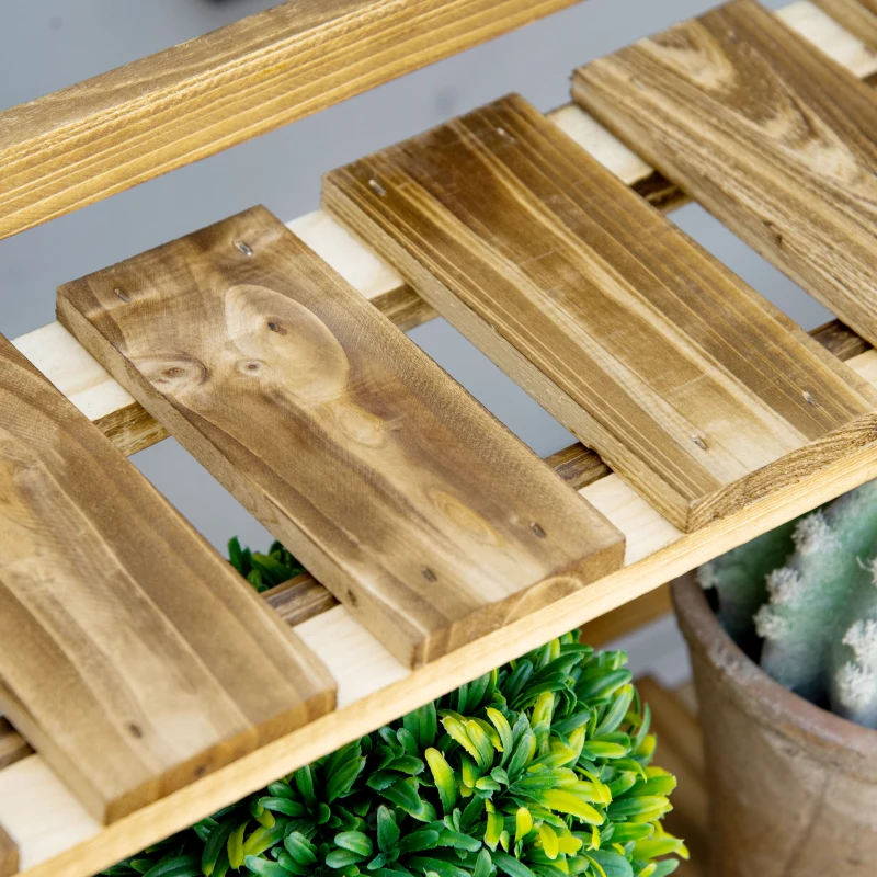 Outsunny Soporte para Plantas de Madera de 3 Niveles para Interior y Exterior Terraza Jardín 100x37x93 cm Carbonizado