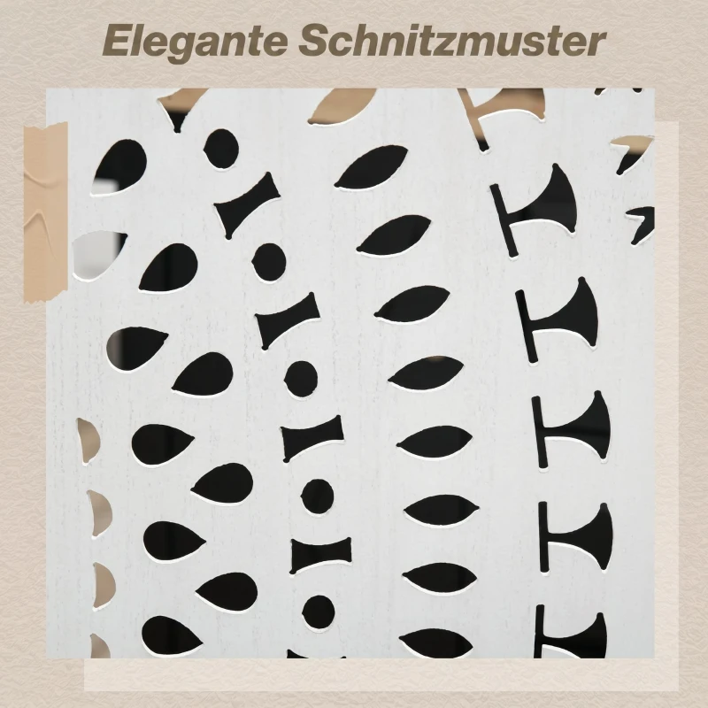 HOMCOM Biombo Plegable de 3 Paneles de Madera 120x170 cm Biombo Separador de Ambientes con Patrones Tallados Elegantes Blanco