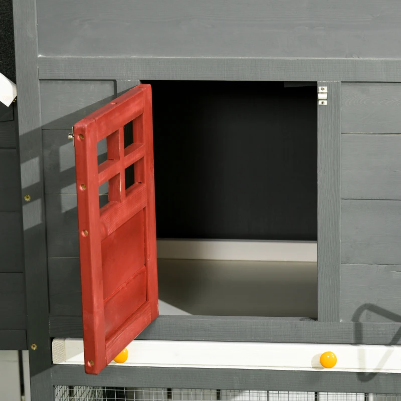 PawHut Gallinero para Exterior Grande de Madera 300x66x116 cm con Nido Corral Bandeja Extraíble Techo Asfáltico Rampa Gris