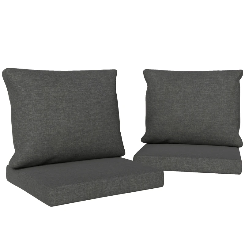 Outsunny Ensemble de 4 coussins pour salon de jardin 2 pour assise 56x52x7cm 2 pour dossier 56x45x17cm gris foncé