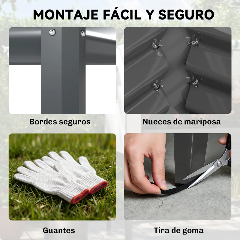 Outsunny Huerto Urbano Elevado con Cubierta de Invernadero y Estante Inferior para Cultivo Plantas 120x55x140 cm Gris Oscuro