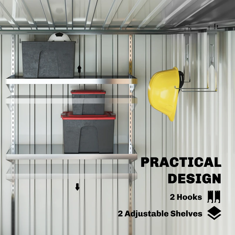 Outsunny Metall Gerätehaus 2,81m² 154x206,5x181 cm Geräteschuppen mit Pultdach Fundament(m-5)