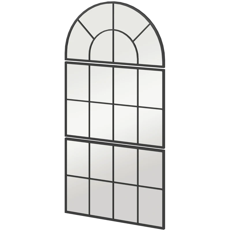 HOMCOM Espelho de Parede 76x149 cm 3 Peças Espelho de Entrada com Moldura de Metal em Forma de Janela para Sala Preto