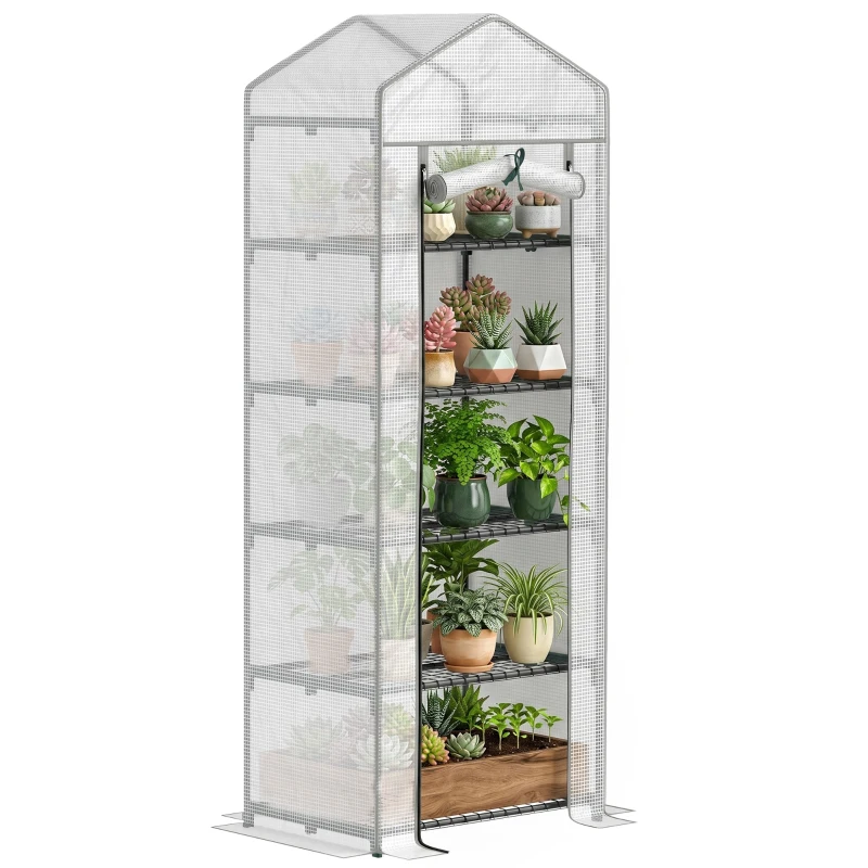 Outsunny 193cm Five Shelf Mini Greenhouse - White
