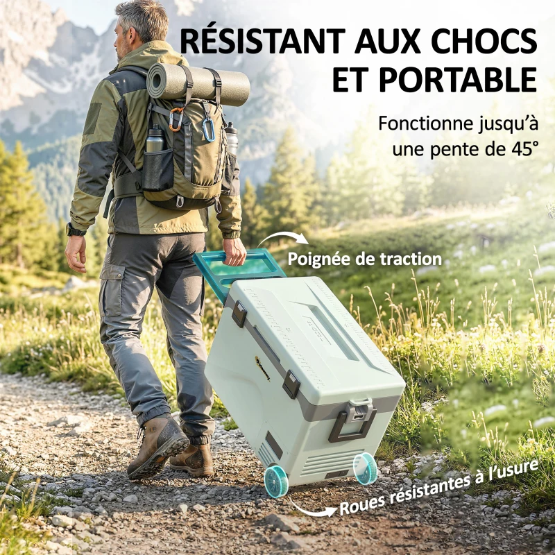 Outsunny Réfrigérateur de Voiture à Compression 42,5 L avec Contrôle via Application, -20 °C à 20 °C, Vert