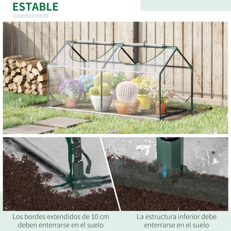 Outsunny Estufa 119x60x60cm Estufa de Jardim com 2 Janelas Enroláveis para Cultivo de Plantas Verduras Flores Transparente