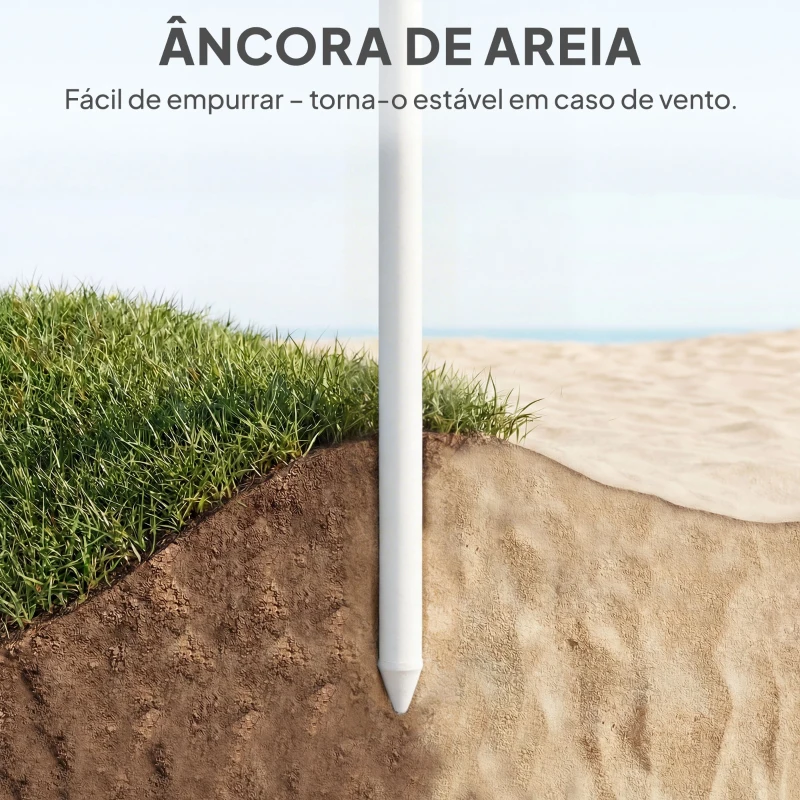 Outsunny Chapéu de Sol de Praia com Franjas Ø180 cm Altura Ajustável Inclinação Ancoragem na Areia e Bolsa de Transporte UPF30+ Verde