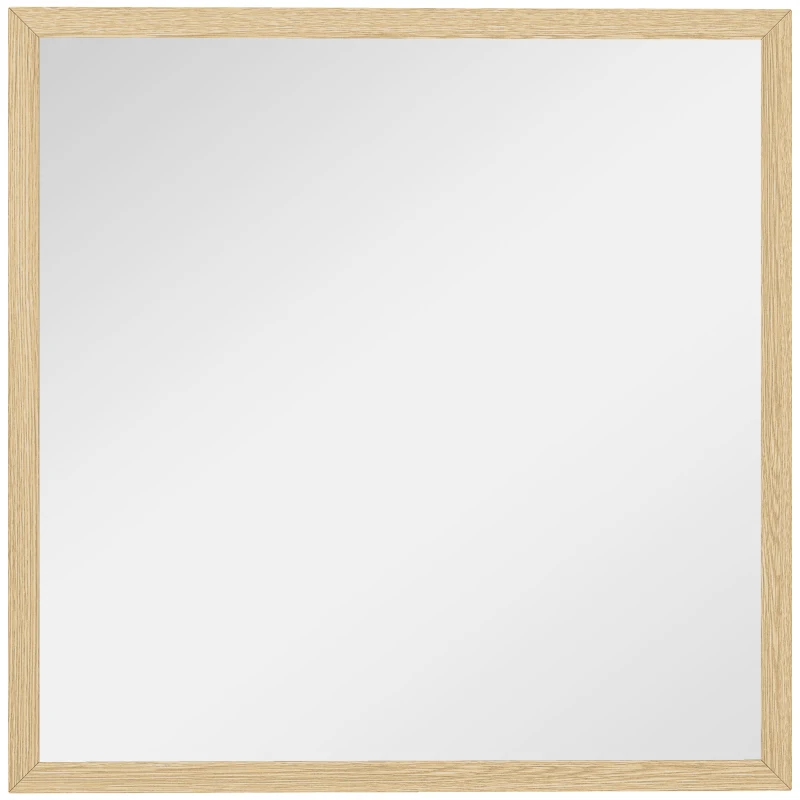 HOMCOM Miroir mural carré 50 x 50 cm, cadre en bois naturel, idéal pour la salle de bain, salon ou chambre