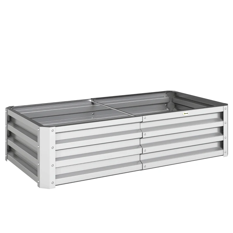 Outsunny Carré potager de jardin rectangulaire tôle d'acier ondulée 120 x 60 x 30,5 cm argent
