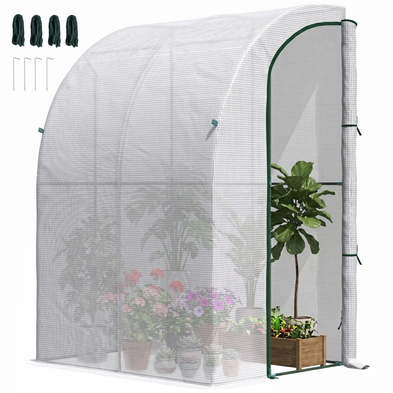 Outsunny Serra da Giardino con Copertura in PE anti UV, Serra per Piante e Fiori Compatta con Porta Avvolgibile, 143x118x212cm