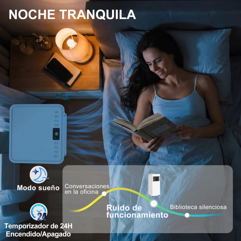 HOMCOM Aire Acondicionado Portátil 3 en 1 con Deshumidificador Ventilador y Kit de Ventana Fácil de Mover 30x29x69 cm Blanco