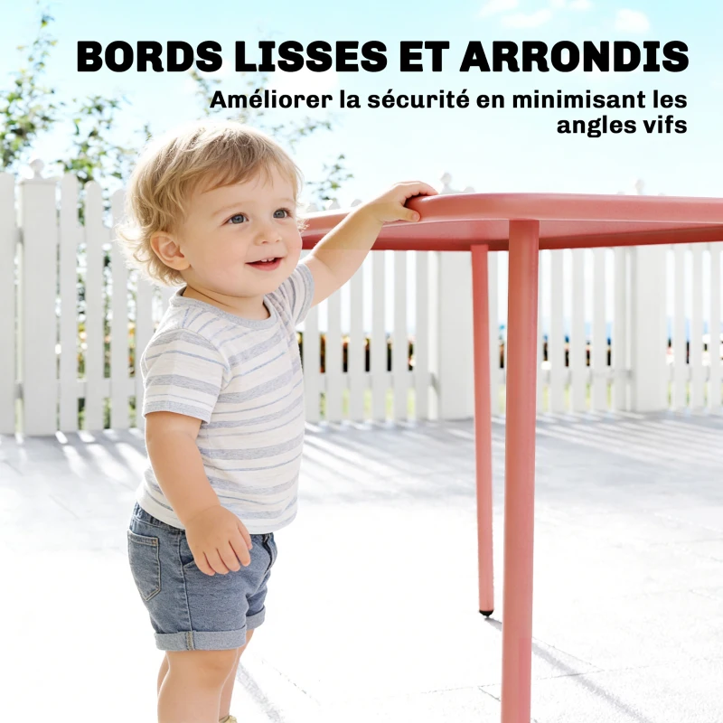 Outsunny Table de Salle à Manger Extérieure 120x70cm pour 4 Personnes, Table de Jardin Rectangulaire avec Plateau à Lattes, Rouge