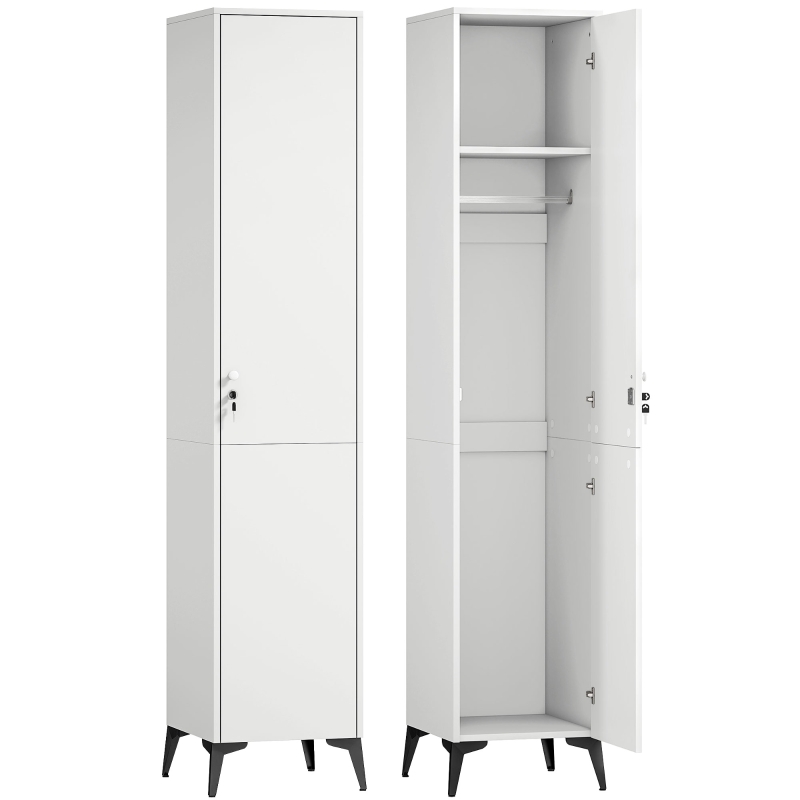 HOMCOM Armadio stretto con porta, asta e ripiani di stoccaggio per camera, 36x40x180 cm, bianco
