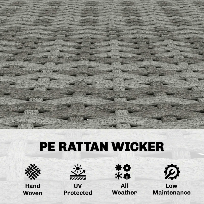 Outsunny 2 Seater Rattan Garden Sofa, Outdoor Sofa with Thickened Cushions and Acacia Wood Armrests, Dark Grey