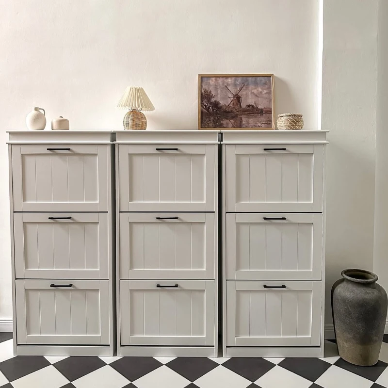 HOMCOM Three-Drawer Minimalistic Shoe Storage Cabinet, for 15 Shoes