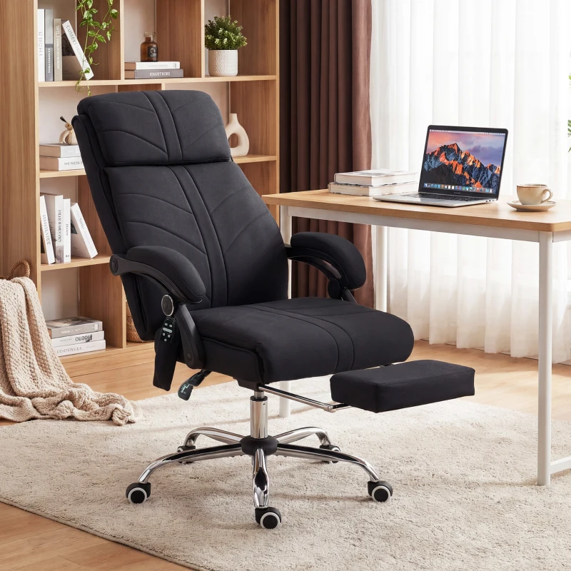 Vinsetto High Back Vibration Massage Office Chair with Footrest, Heated, Black