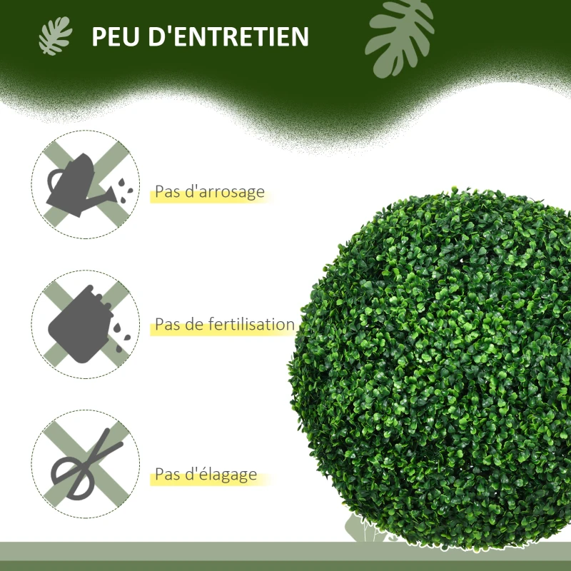 HOMCOM Lot de 2 boules de buis artificielles de 50 cm décoration pour intérieur ou extérieur vert