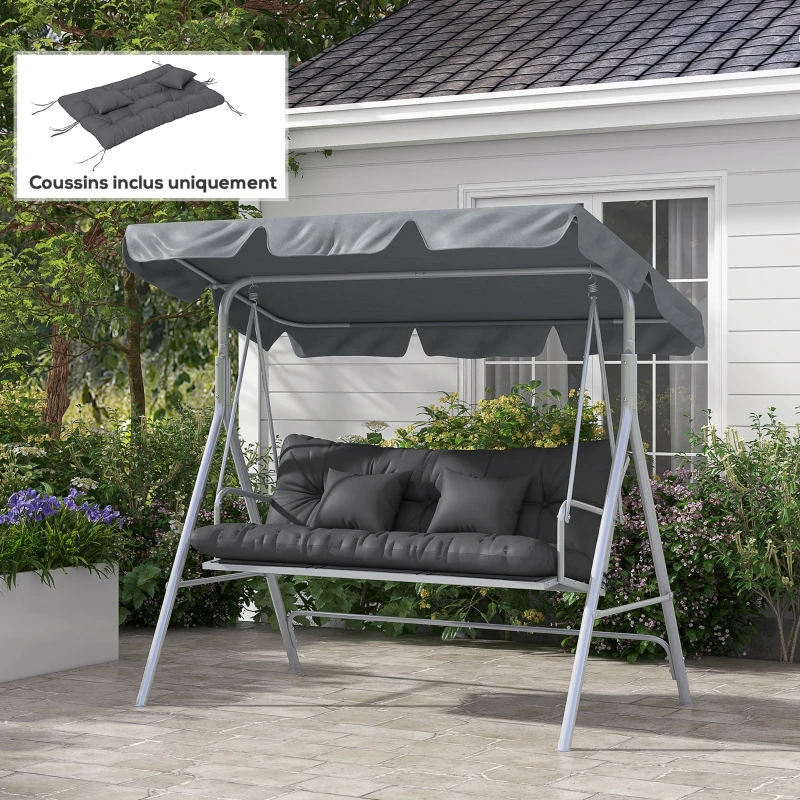 Outsunny Ensemble de 4 coussins d'extérieur pour balancelle de jardin, 1 coussin d'assise coussins de dossier et 2 oreillers