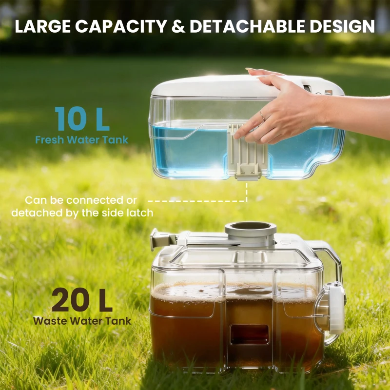 HOMCOM Przenośna toaleta kempingowa, maks. obciążenie 147 kg, 20L, do kempingu, wędrówek, podróży, wędkowania, 41,5 x 36,5 x 42 cm, szara