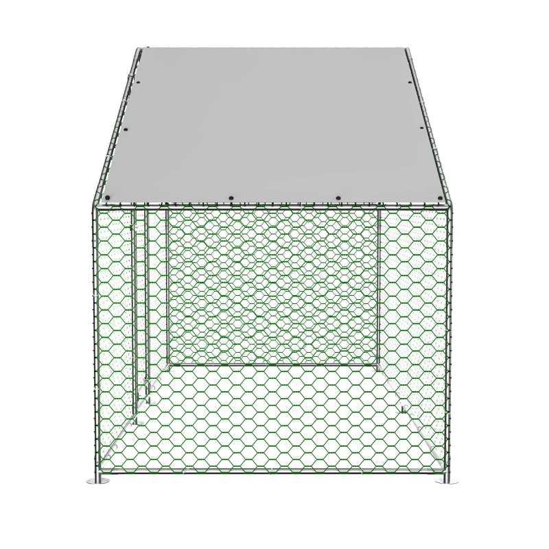 Freilaufgehege Hühnerstall mit Sicherheitsschloss und Wasserdichtes PE-Tuch, für Hühner, Kaninchen und weitere Kleintiere, 303x200x200 cm, Silber