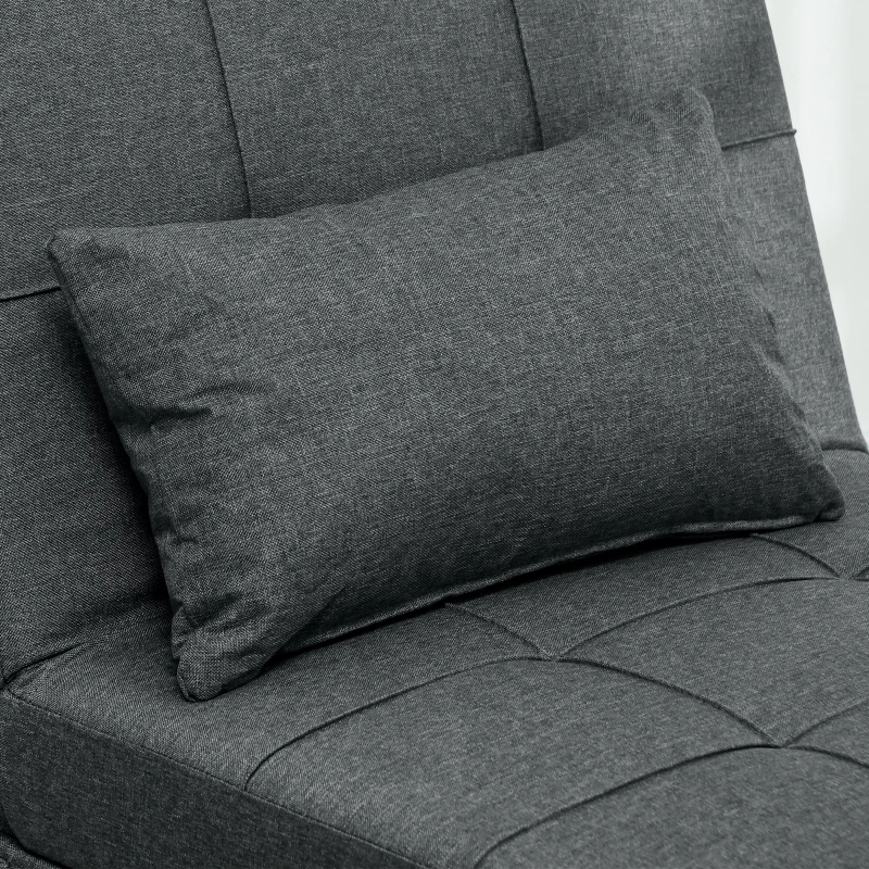 HOMCOM Fauteuil convertible 1 place fauteuil lit avec dossier réglable, siège rembourré et oreiller, gris