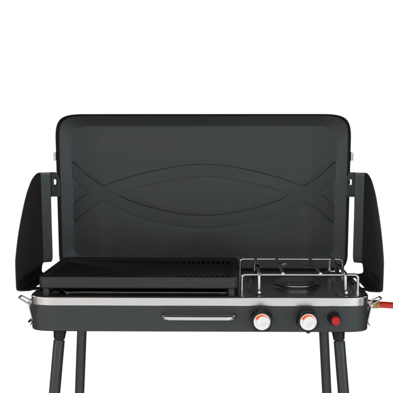 Outsunny Barbecue a Gás Portátil 2 em 1 Barbecue a Gás Propano 20.000 BTU de Mesa ou de Pé 61x47x88 cm Preto