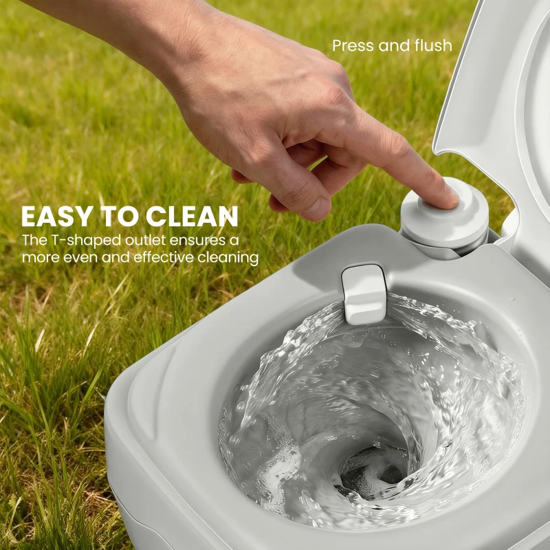 HOMCOM Przenośna toaleta kempingowa, maks. obciążenie 147 kg, 20L, do kempingu, wędrówek, podróży, wędkowania, 41,5 x 36,5 x 42 cm, szara