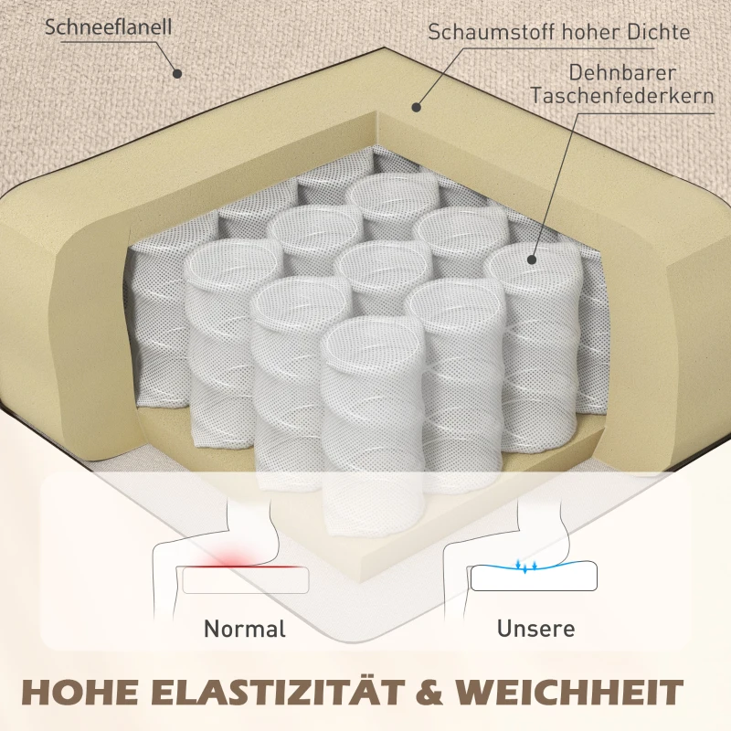 HOMCOM Eleganter Ohrensessel, dick gepolstert, abnehmbarer Bezug, 74 x 87 x 102 cm, Beige