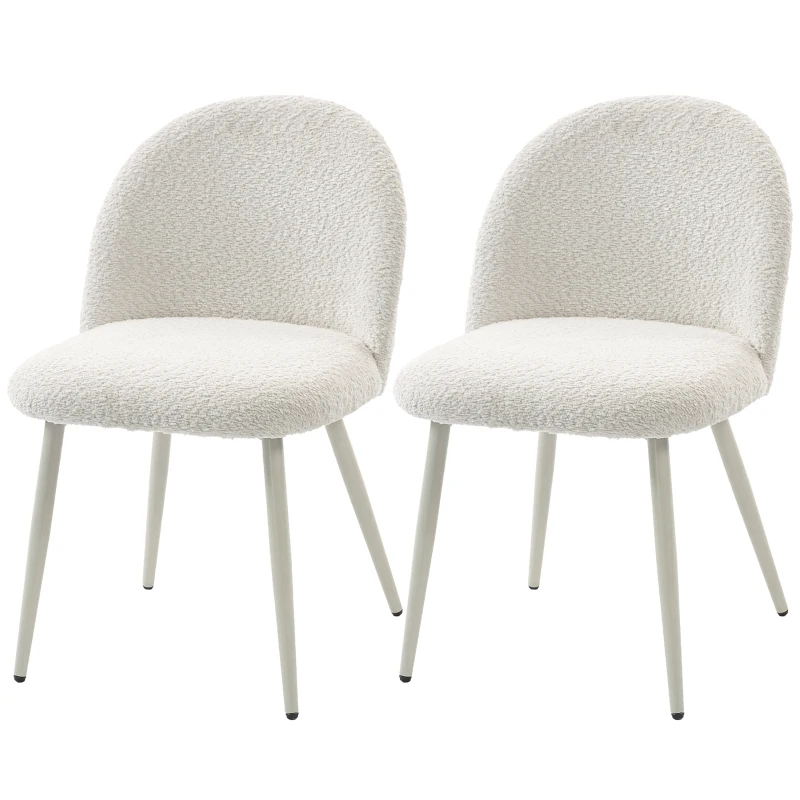 HOMCOM Esszimmerstühle, Küchenstühle, weich gepolstert mit Chenille, 50,5 x 57,5 x 78,5 cm, Cremeweiß