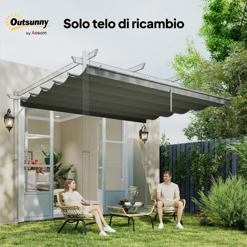 Outsunny Tettuccio di Ricambio per Gazebo 3x3 m con 10 Fori di Drenaggio, Grigio Chiaro