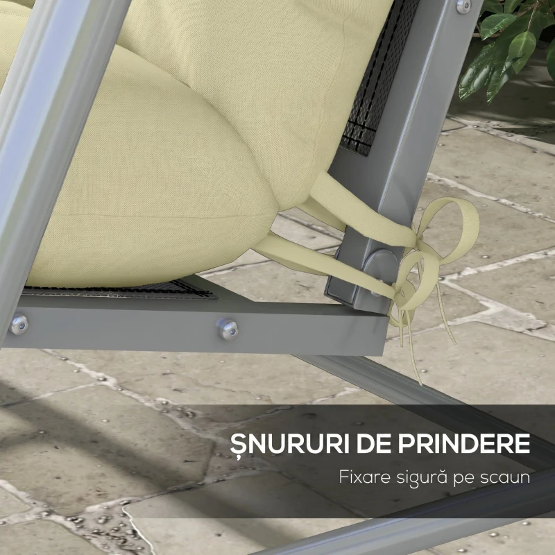 Outsunny Set 4 Perne de Grădină pentru Ședere și Spate cu Umplutură, din Poliester, Crem