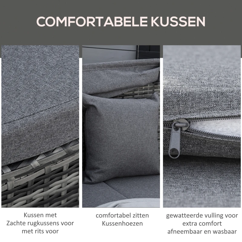 Outsunny rotan zonne-eiland 4-delig 230 cm x 145 cm x 80 cm