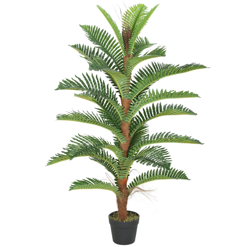 HOMCOM Palmier Artificiel palmier 120 cm avec 24 Feuilles en PEVA, Plante Décorative avec Pot en Plastique, Vert